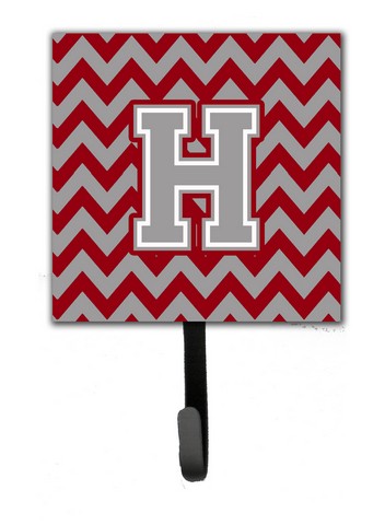 CJ1043-HSH4 Letter H Chevron Crimson & Grey Leash or Key Holder
