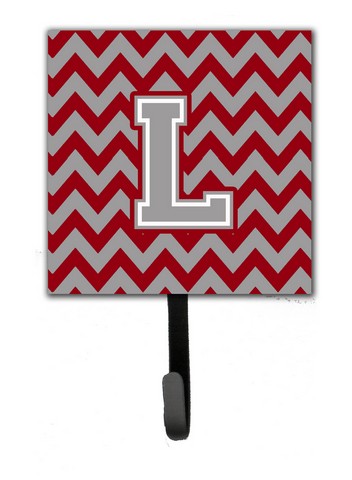 Letter L Chevron Crimson & Grey Leash or Key Holder