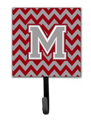 Letter M Chevron Crimson & Grey Leash or Key Holder