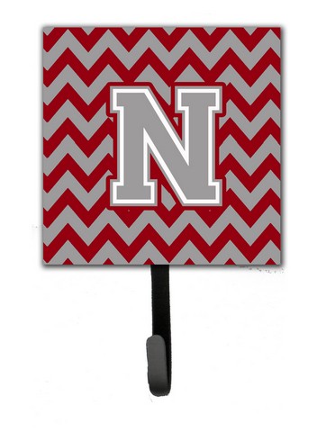 CJ1043-NSH4 Letter N Chevron Crimson & Grey Leash or Key Holder