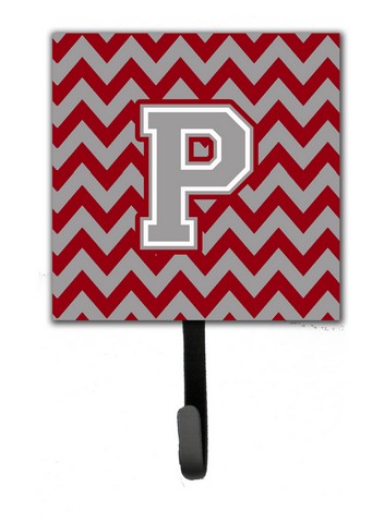 Letter P Chevron Crimson & Grey Leash or Key Holder