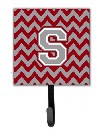 Letter S Chevron Crimson & Grey Leash or Key Holder