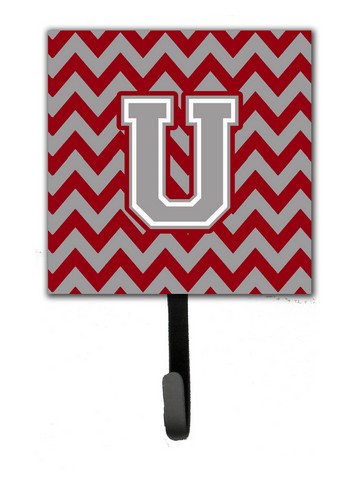 Letter U Chevron Crimson & Grey Leash or Key Holder