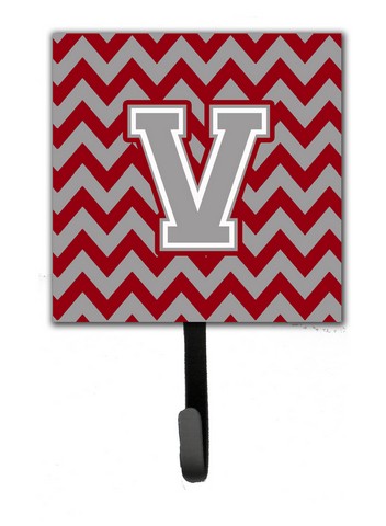 Letter V Chevron Crimson & Grey Leash or Key Holder