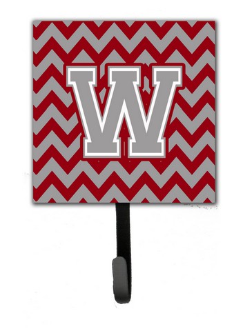CJ1043-WSH4 Letter W Chevron Crimson & Grey Leash or Key Holder