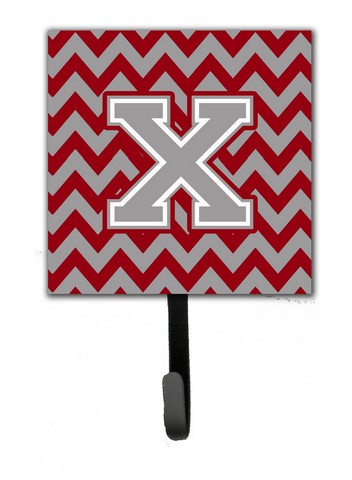 Letter X Chevron Crimson & Grey Leash or Key Holder