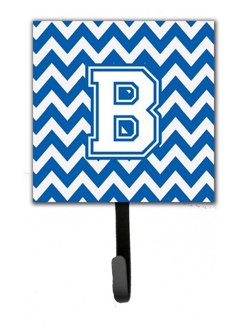 Letter B Chevron Blue & White Leash or Key Holder, 6 x 1.25 x 4.25 in.