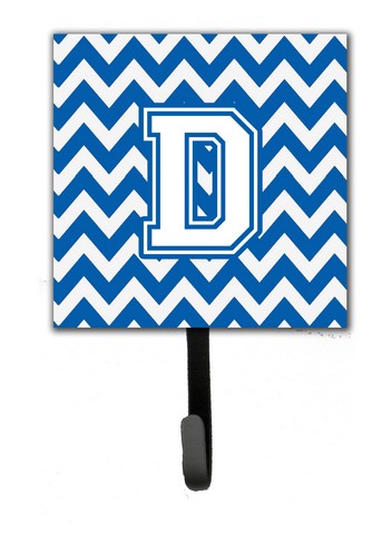 Letter D Chevron Blue & White Leash or Key Holder, 6 x 1.25 x 4.25 in.