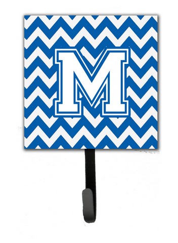 Picture of Carolines Treasures CJ1045-MSH4 Letter M Chevron Blue & White Leash or Key Holder, 6 x 1.25 x 4.25 in.