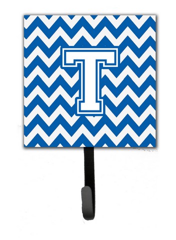 Picture of Carolines Treasures CJ1045-TSH4 Letter T Chevron Blue & White Leash or Key Holder, 6 x 1.25 x 4.25 in.