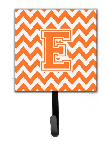 Letter E Chevron Orange & White Leash or Key Holder