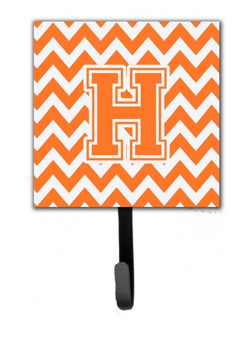 CJ1046-HSH4 Letter H Chevron Orange & White Leash or Key Holder