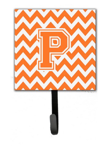 CJ1046-PSH4 Letter P Chevron Orange & White Leash or Key Holder
