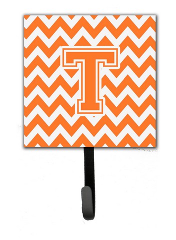 Picture of Carolines Treasures CJ1046-TSH4 Letter T Chevron Orange & White Leash or Key Holder