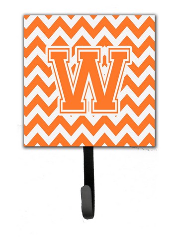 Letter W Chevron Orange & White Leash or Key Holder