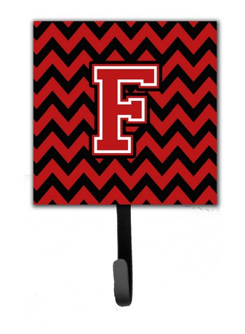 Letter F Chevron Black & Red Leash or Key Holder