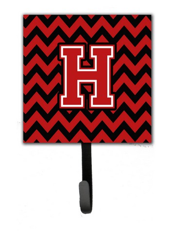 CJ1047-HSH4 Letter H Chevron Black & Red Leash or Key Holder