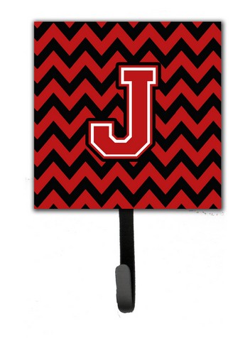 CJ1047-JSH4 Letter J Chevron Black & Red Leash or Key Holder