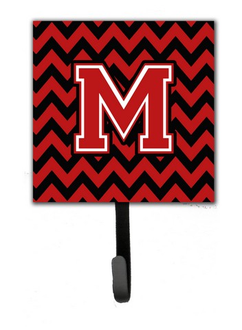 CJ1047-MSH4 Letter M Chevron Black & Red Leash or Key Holder