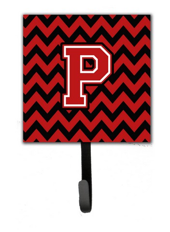 CJ1047-PSH4 Letter P Chevron Black & Red Leash or Key Holder