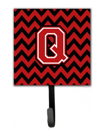 CJ1047-QSH4 Letter Q Chevron Black & Red Leash or Key Holder