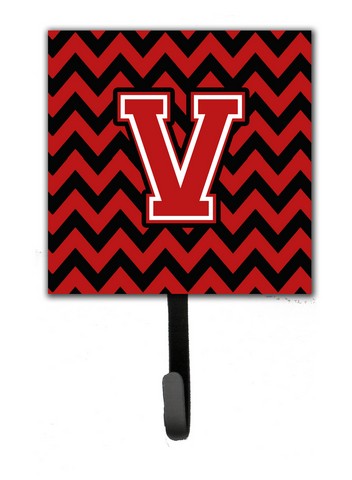 CJ1047-VSH4 Letter V Chevron Black & Red Leash or Key Holder