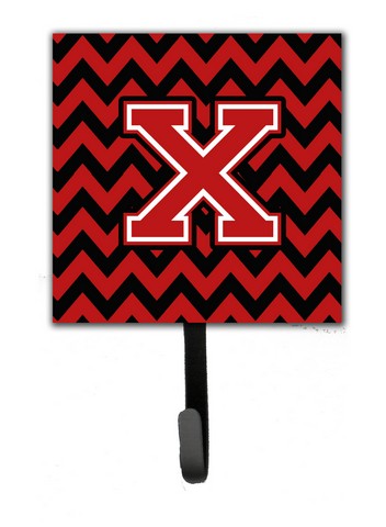 CJ1047-XSH4 Letter X Chevron Black & Red Leash or Key Holder