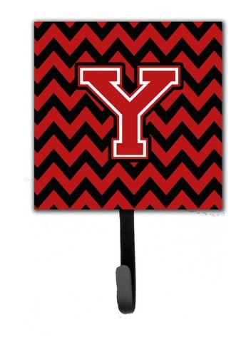 CJ1047-YSH4 Letter Y Chevron Black & Red Leash or Key Holder