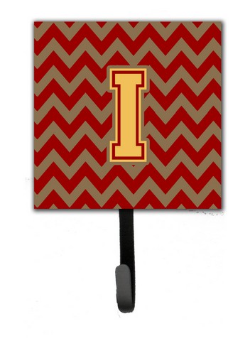 CJ1048-ISH4 Letter I Chevron Garnet & Gold Leash or Key Holder