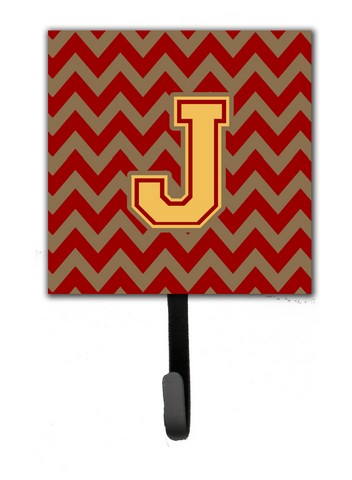 CJ1048-JSH4 Letter J Chevron Garnet & Gold Leash or Key Holder