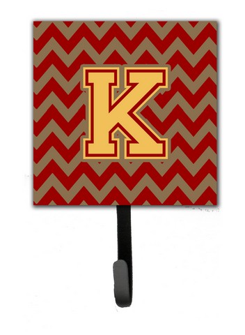 CJ1048-KSH4 Letter K Chevron Garnet & Gold Leash or Key Holder