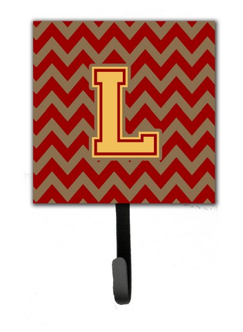 Letter L Chevron Garnet & Gold Leash or Key Holder