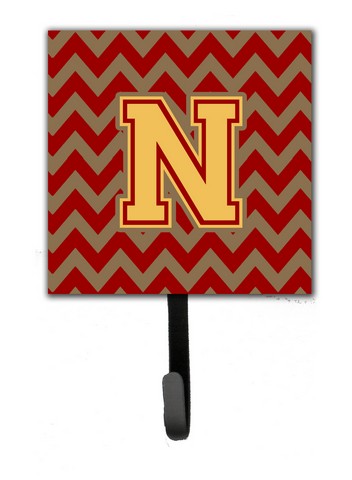 CJ1048-NSH4 Letter N Chevron Garnet & Gold Leash or Key Holder