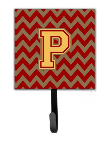 CJ1048-PSH4 Letter P Chevron Garnet & Gold Leash or Key Holder