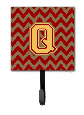 Letter Q Chevron Garnet & Gold Leash or Key Holder