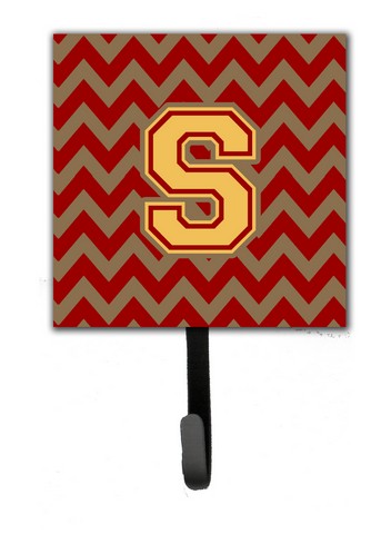 CJ1048-SSH4 Letter S Chevron Garnet & Gold Leash or Key Holder