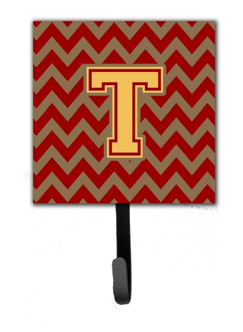 Letter T Chevron Garnet & Gold Leash or Key Holder