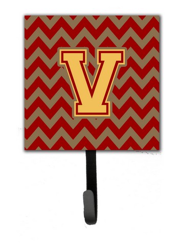 CJ1048-VSH4 Letter V Chevron Garnet & Gold Leash or Key Holder