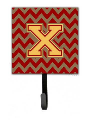 CJ1048-XSH4 Letter X Chevron Garnet & Gold Leash or Key Holder