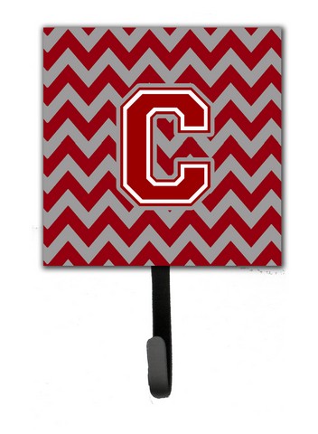 Letter C Chevron Maroon & White Leash or Key Holder, 6 x 1.25 x 4.25 in.