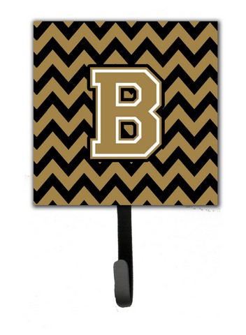 Picture of Carolines Treasures CJ1050-BSH4 Letter B Chevron Black & Gold Leash or Key Holder, 6 x 1.25 x 4.25 in.