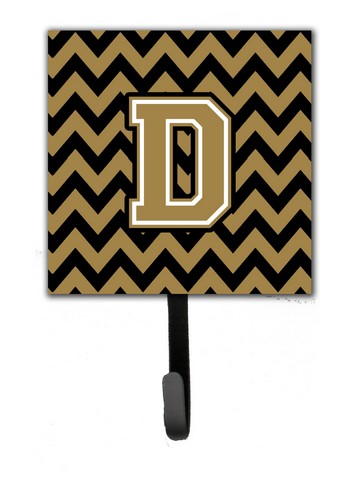 Picture of Carolines Treasures CJ1050-DSH4 Letter D Chevron Black & Gold Leash or Key Holder, 6 x 1.25 x 4.25 in.