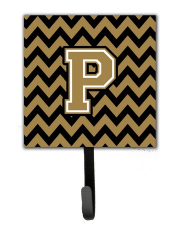 Picture of Carolines Treasures CJ1050-PSH4 Letter P Chevron Black & Gold Leash or Key Holder, 6 x 1.25 x 4.25 in.