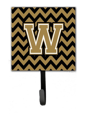 Picture of Carolines Treasures CJ1050-WSH4 Letter W Chevron Black & Gold Leash or Key Holder, 6 x 1.25 x 4.25 in.