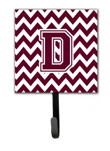 Letter D Chevron Maroon & White Leash or Key Holder, 6 x 1.25 x 4.25 in.