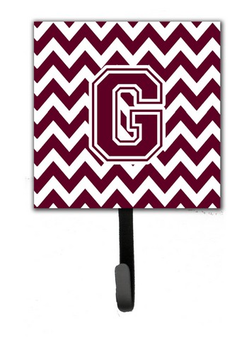 Picture of Carolines Treasures CJ1051-GSH4 Letter G Chevron Maroon & White Leash or Key Holder, 6 x 1.25 x 4.25 in.