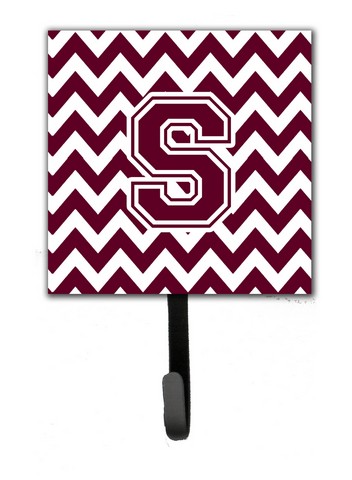 CJ1051-SSH4 Letter S Chevron Maroon & White Leash or Key Holder, 6 x 1.25 x 4.25 in.