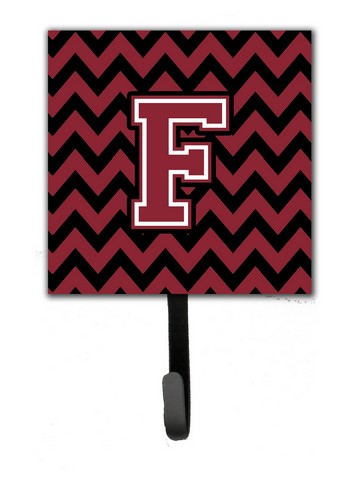 Letter F Chevron Garnet & Black Leash or Key Holder