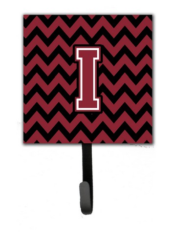 CJ1052-ISH4 Letter I Chevron Garnet & Black Leash or Key Holder