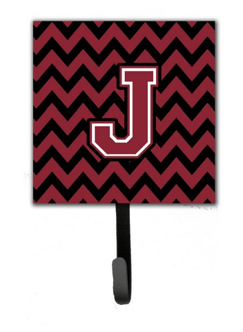 CJ1052-JSH4 Letter J Chevron Garnet & Black Leash or Key Holder
